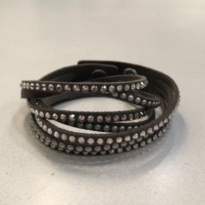 Gray crystal wrap bracelet
